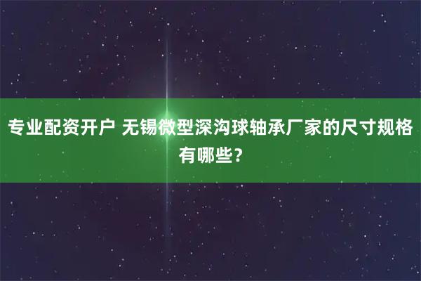 专业配资开户 无锡微型深沟球轴承厂家的尺寸规格有哪些？